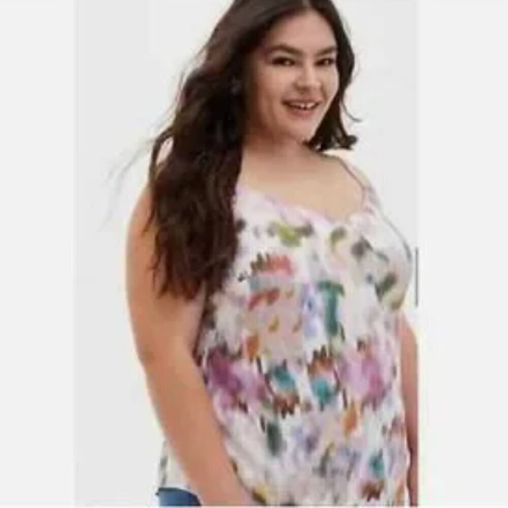 Torrid plus size watercolor brushstroke purple lilac cami swing tank top 3X